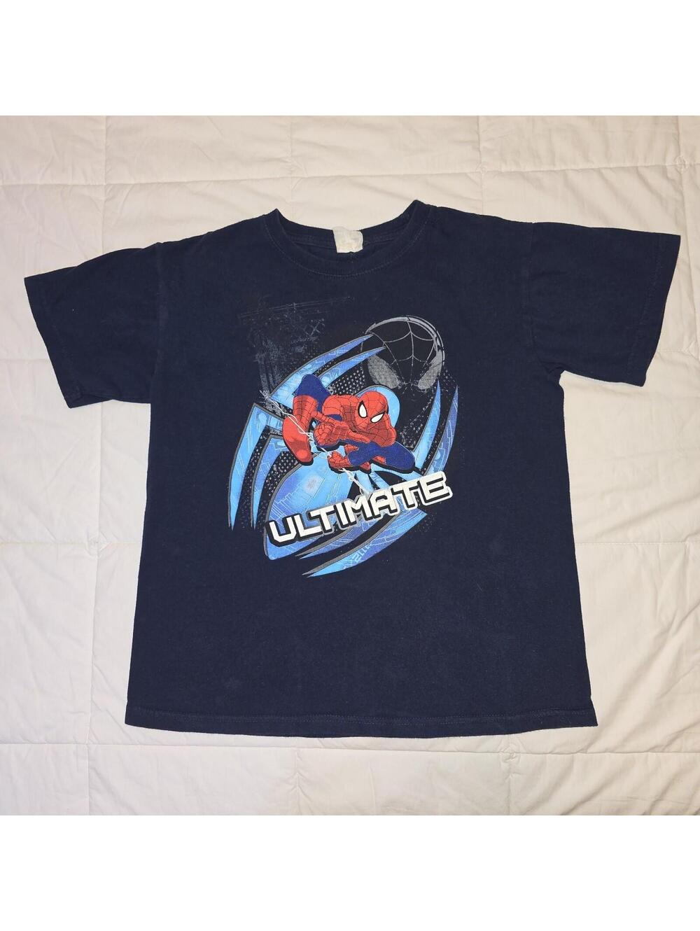 VTG Spiderman Ultimate T-Shirt Hasbro Approx Sz Youth L Navy Blue